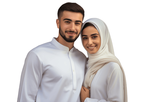 Young Muslim Couple Embracing and Smiling png