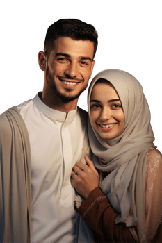 Muslim Couple Photo on Transparent Background. png