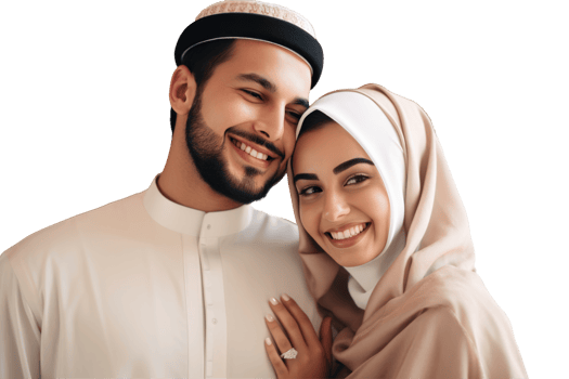 Muslim Couple Together on Transparent Background. png