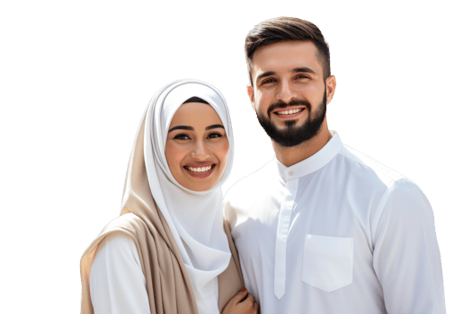 Muslim Couple Picture on Transparent Background. png