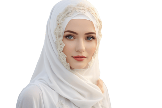 Woman Smiling in White TraditionalHijab onPhoto png