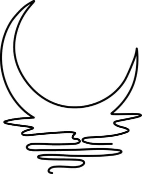 Continuous one line drawing of moon icon vector