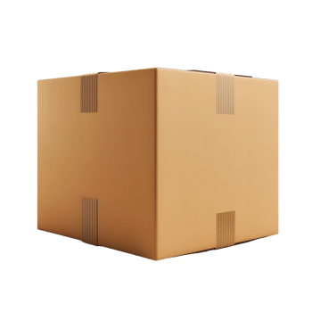 Plain brown cardboard box with visible folds and sealed edges isolated on transparent background png