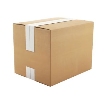 Closed brown cardboard box with folded flaps and visible creases isolated on transparent background png
