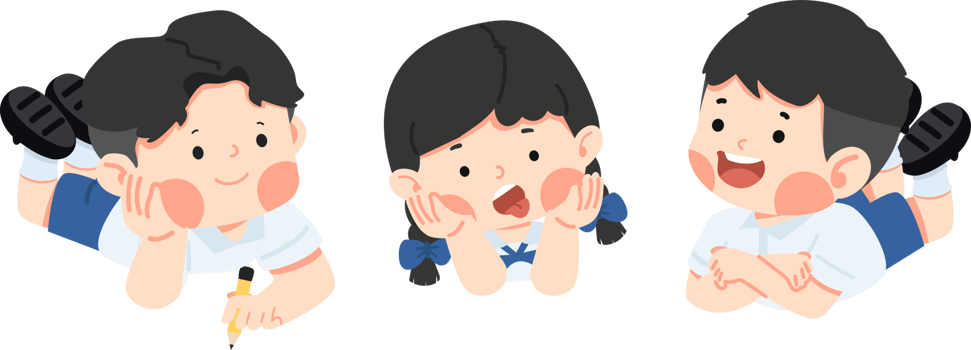 happy kids student lying on floor student png