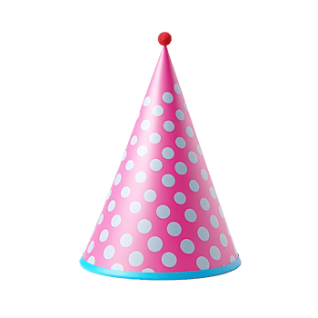 Pink polka dot party hat festive celebration birthday fun png