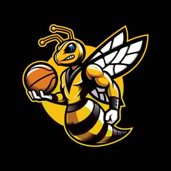 Aggresive Wasp Hornet Basketball Sport Team Mascot Logo vector