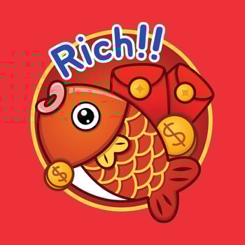 Cute Chinese New Year Fish And Money vector