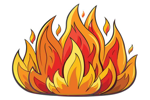 art of colorful fire flames with a playful mix of red, yellow, and orange tones, illustrating the dynamic nature of fire and energy vector