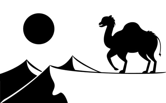 Camels Walking in The Desert vector