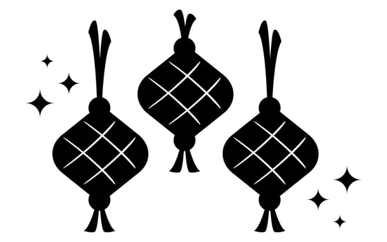 Ketupat Eid Mubarak Decorations with Sparkles vector