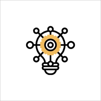 A light bulb with gears inside it vector
