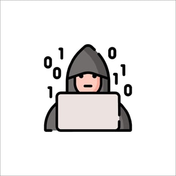 A person in a hoodie with a laptop vector
