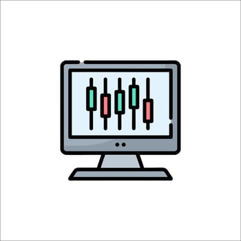 A computer monitor with a bar chart on it vector