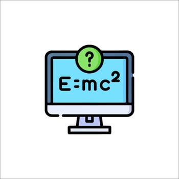 An icon of a computer with the word e - m - c on it vector