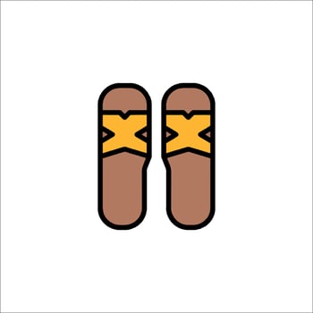 Two pairs of sandals with yellow straps vector