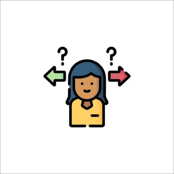 A woman with a question mark on her head vector