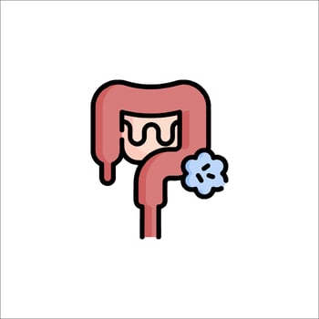 An illustration of a stomach with a blue cloud vector
