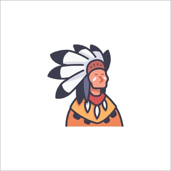An indian chief icon with a feather on his head vector