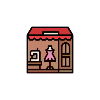 A woman's clothing store icon on a white background vector