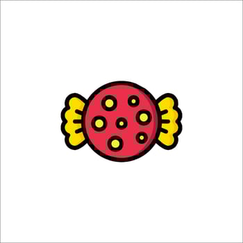 A red and yellow candy ball icon vector