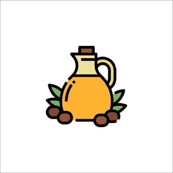 Olive oil bottle and nuts icon illustration vector