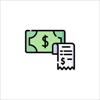 A check and a dollar bill icon vector