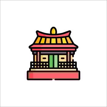 Chinese temple icon illustration vector