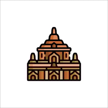 An icon of a temple in a brown color vector