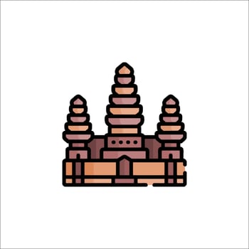 Angkor wat temple icon vector
