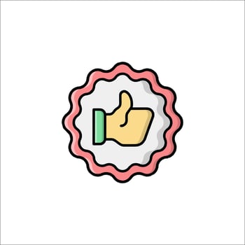 A thumbs up icon with a pink background vector