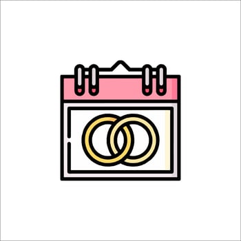 Calendar icon with two wedding rings vector