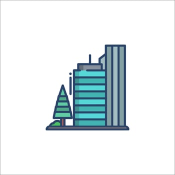 A building with trees and a tree on top vector
