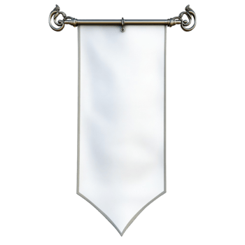 White Banner Hanging on Metal Rod png