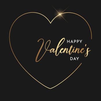 Elegant Valentines Day background with minimal gold and black design vector