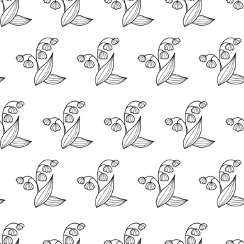 Seamless Floral Pattern. Elegant Linear Lily of the Valley Flowers png