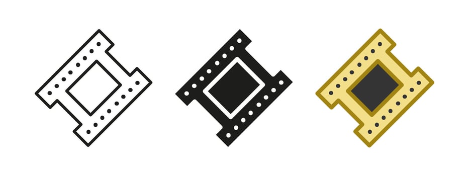 Movie film icon. tape illustration. Photo frame symbol. Disrobed filmstrip sign. Cinema and cinematography production pictogram. Vintage retro camera negative film reel isolated concept. vector