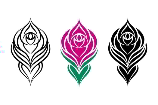 Rose flowers in tribal tattoo style. vector