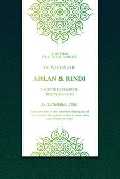 Elegant green wedding invitations mandala style texture vector
