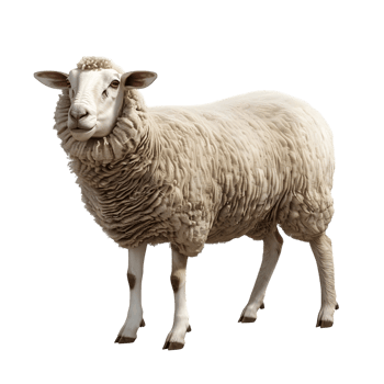 Sheep in Side Profile View with Detailed Texture isolated on transparent background png