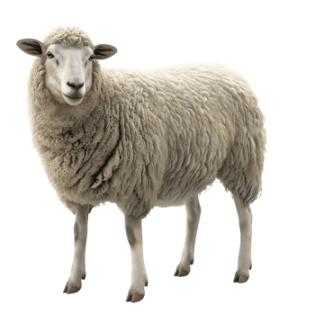 Sheep Standing in Profile View isolated on transparent background png