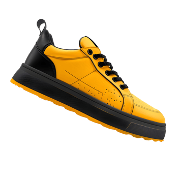 Stylish Black and Yellow Sneakers with Laces isolated on transparent background png