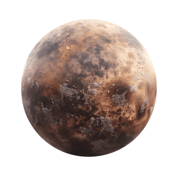 Textured planet with realistic craters and earthy hues isolated on transparent background png