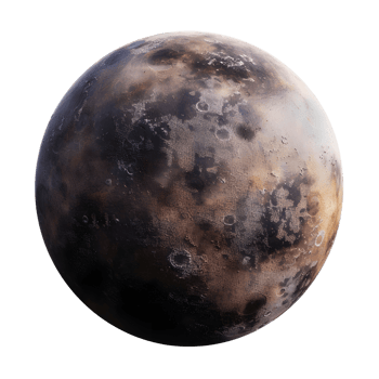 Realistic moon surface with crater details isolated on transparent background png