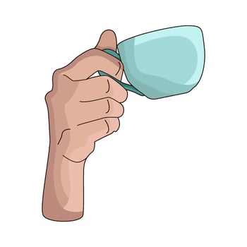 illustration of hand holding tea cup vector