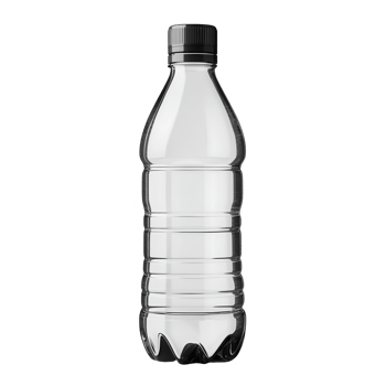 A clear plastic bottle with a black cap, ideal for showcasing hydration and refreshment. png