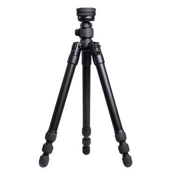 A modern black tripod for photography, designed for stability and versatility. png
