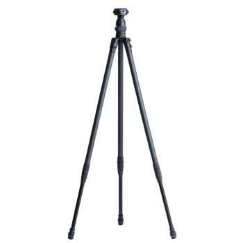 A sturdy black tripod designed for stability in photography and videography. png