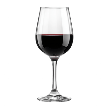 A elegant red wine glass filled with rich dark red wine, suitable for any occasion. png