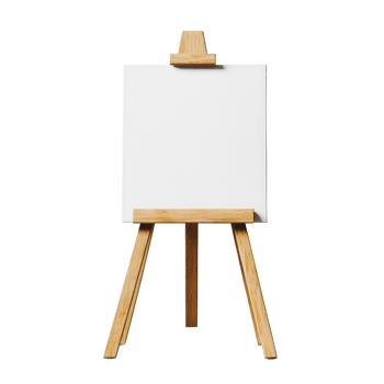Blank canvas on an easel ready for artistic expression and creativity. png
